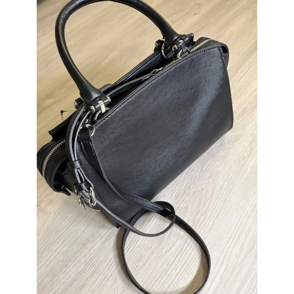 Guess Black Quilted Satchel Handbag and Matching Wristlet Wallet Set VY854242